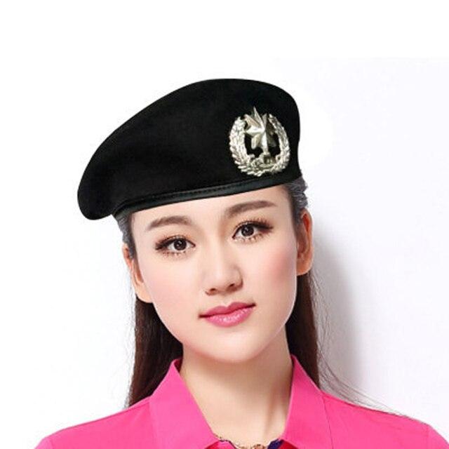 Высокие мужские и женские шерстяные фетровые береты, металлический значок, декор, матросская шляпа для танцев, трилби, армейская кепка для фанатов, регулируемая 