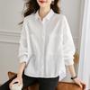 Design-sensing Pure Cotton White Shirt for Women Long-sleeved Spring New Commuter Versatile Top Simple and Chic Shirt