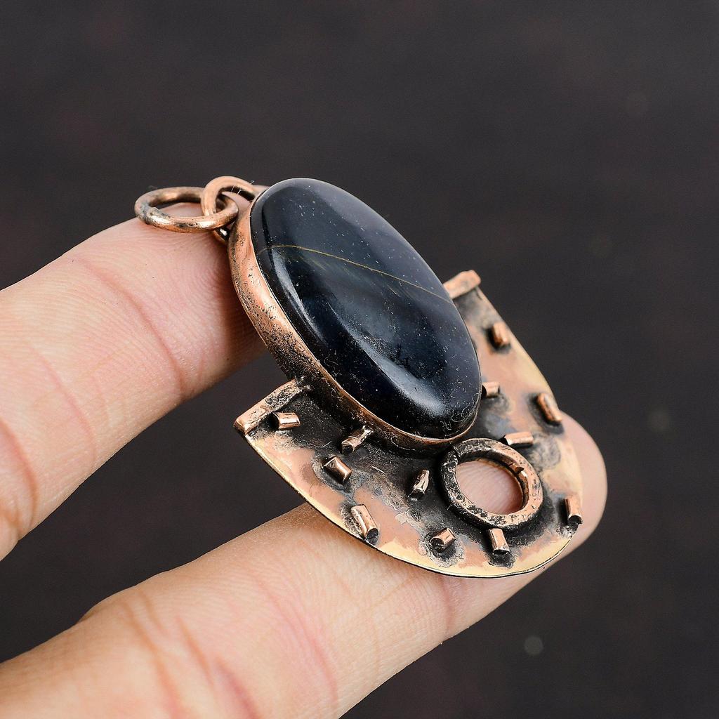 Кулон из питерсита, медный кулон, настоящий драгоценный камень, дизайнерский кулон, ювелирные изделия из питерсита, антикварные медные украшения, подарок для него