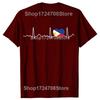 Funny Filipino Heartbeat I Love Philippines Flag Heart T-shirts Men Fashion Casual Tshirt 100% Cotton Loose Oversized T Shirt