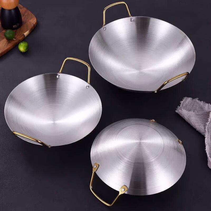 ZISIZ 28cm 316 Stainless Steel Double-Handle Round Bottom Pot
