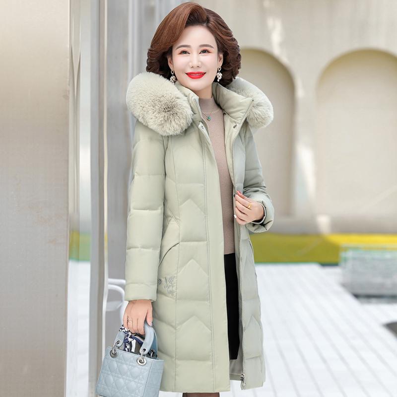 Middle-aged Women's Winter Coats New Casual Thick Warm Women's Jackets Hooded Fur Collar Long Parkas