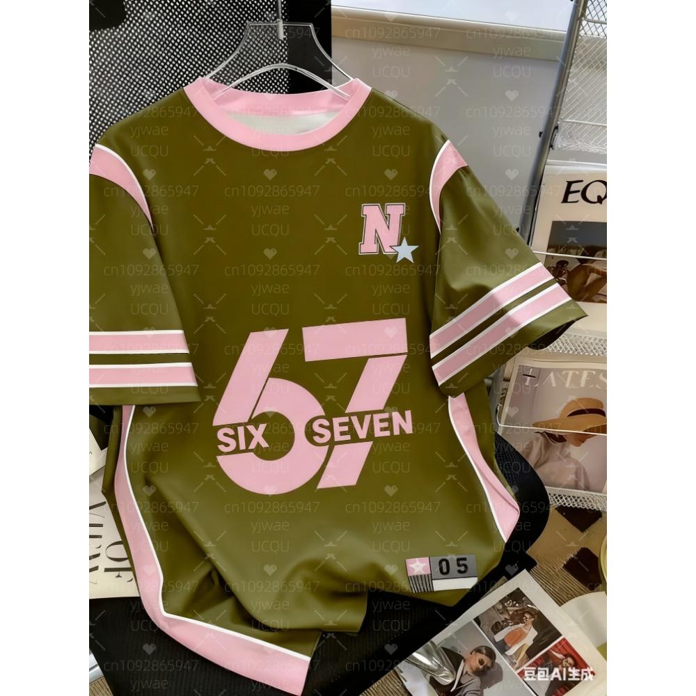 67 Meme T-Shirt for Kids Funny Digital 6 7 Print Summer Short Sleeve Boys Tees Top Loose Streetwear Fashion Girl Clothes