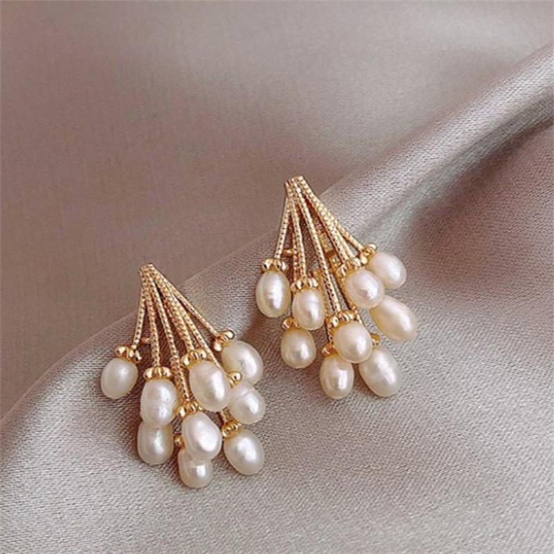 1 пара минималистичных жемчужных сережек для женщин, темпераментные серьги-гвоздики с цветком, украшения для вечеринки и свадьбы