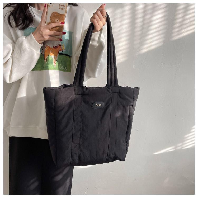 IELGY Soft Waxy Cloth Bag, Student Shoulder Bag for Class, Large-capacity Commuter Handbag, Nylon Cloth Tote Bag.