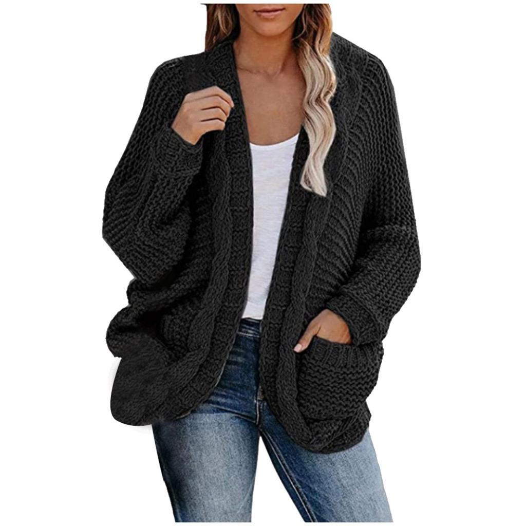Women's Knit Cardigans Loose Slouchy Oversized Wrap Chunky Pocket Sweaters Coat