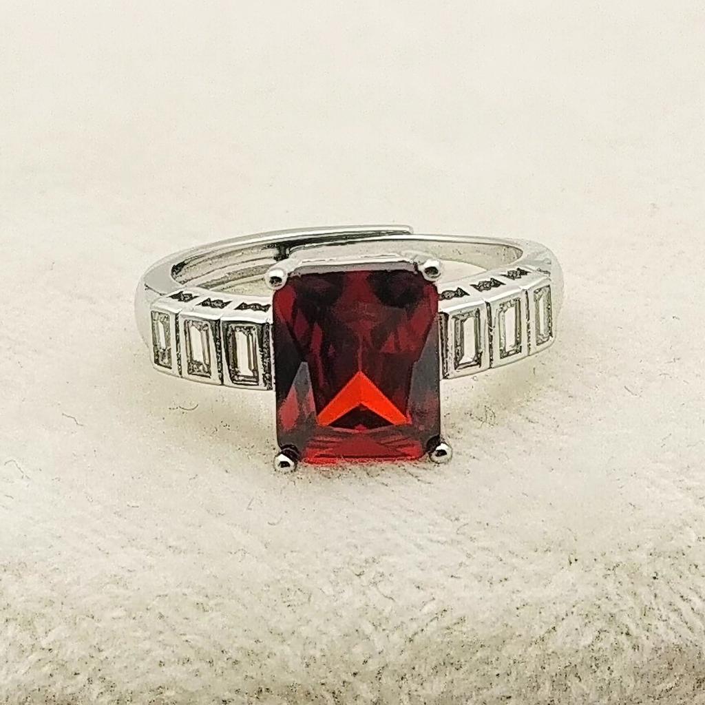 Rectangle Zircon Ring Women'S Inlaid High Carbon Diamond Light Luxury Versatile Niche Design High-Grade Pink Diamond Ring