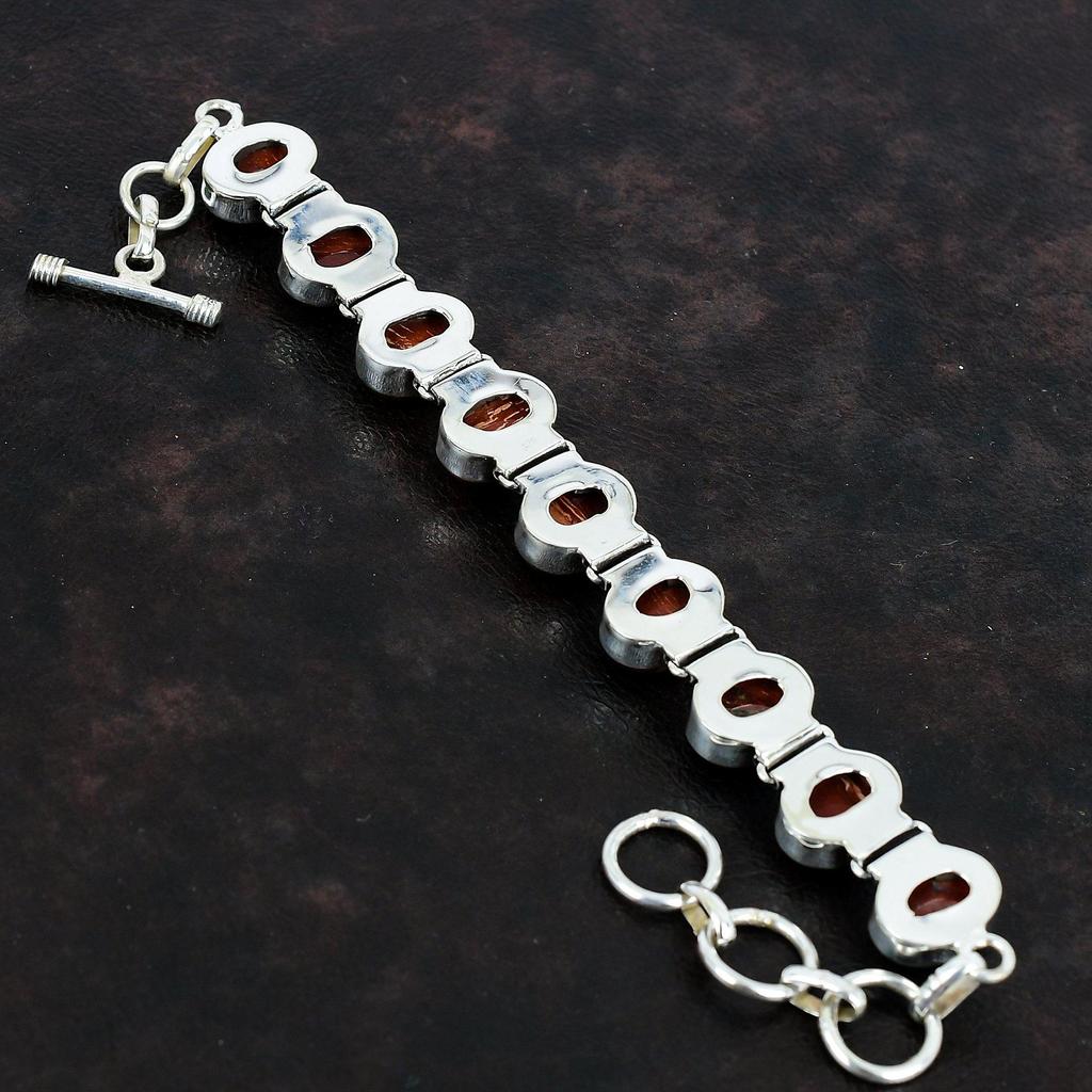 Red Snakeskin Jasper Bracelet 925 Sterling Silver Bracelet Handmade Jewelry Adjustable Chain Bracelet Genuine Gemstone Bracelet Gift For Him