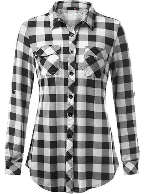 Женский приталенный топ в ретро-клетку с длинным рукавом, Осень/Зима 2026