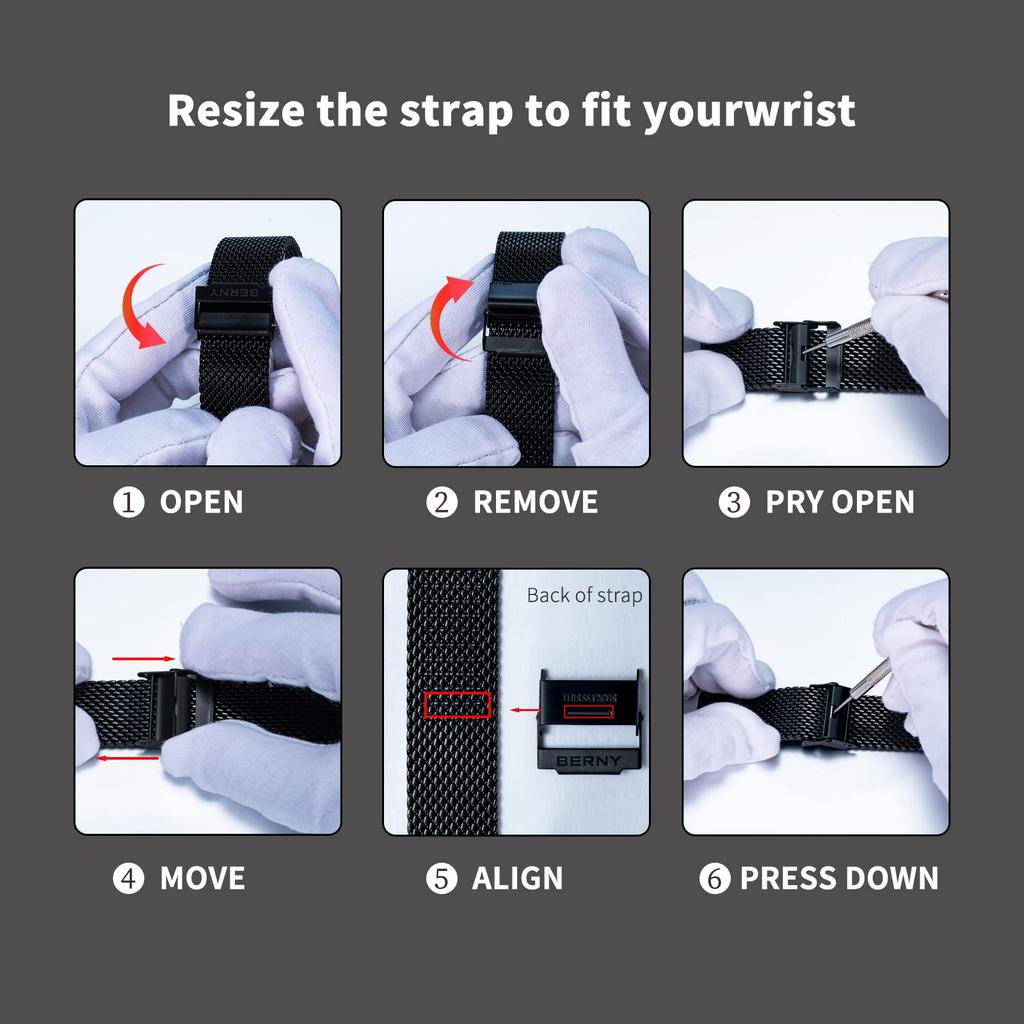 Ремешок для часов Ремешок для часов Ремешок для часов Ремешок для часов Сетка из нержавеющей стали Легко заменяется без инструментов 20 мм [BERNY] Ремешок, -