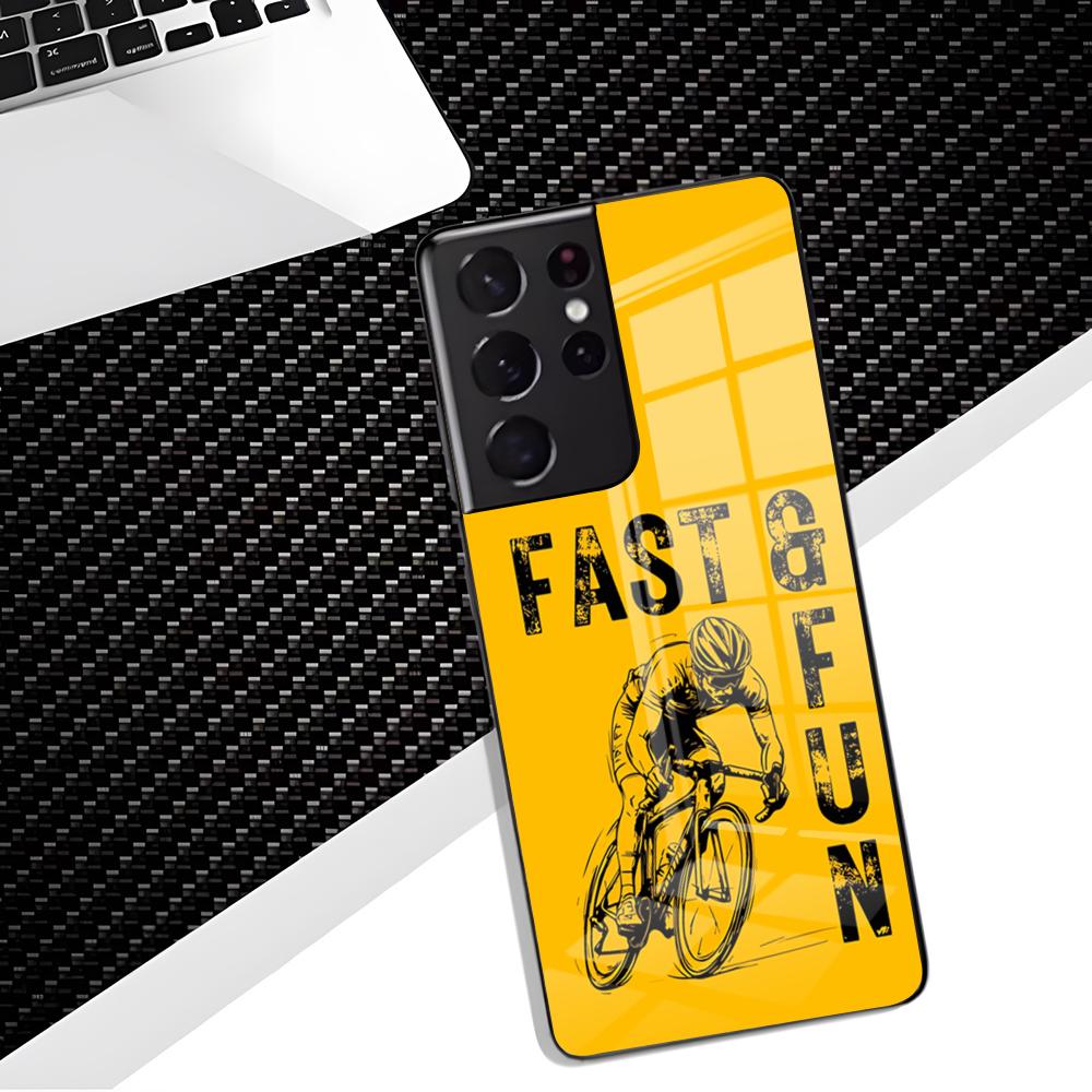 Cycling Bike Rider Phone Case For Samsung S26 S25 Edge Ultra 23 22 21 20 Ultra Plus S24 Fe Glass Cover