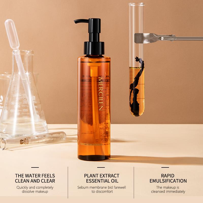 MERCILEN 185ml Black Tea Cleansing Oil Gentle Cleansing Face Eyes and Lips Makeup Remover Milk Plant Cleansing Oil
