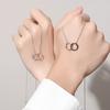 Couple Necklace Women's Versatile Niche Design Senior S925 Sterling Silver Double Ring Fastening Set Chain