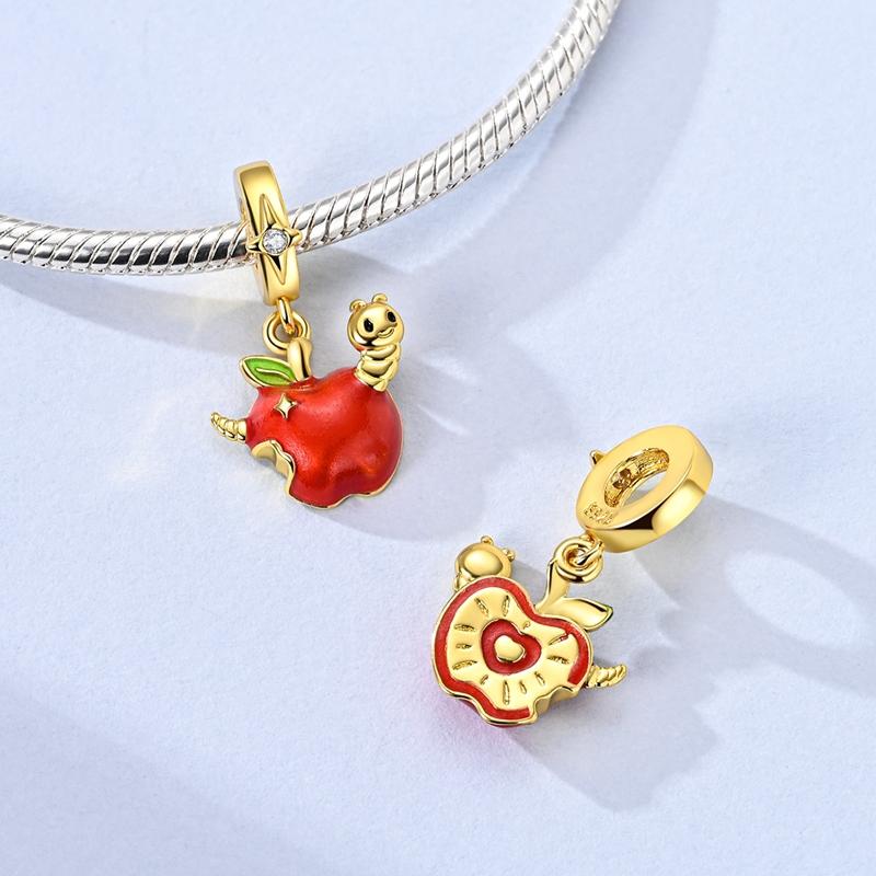 Original 925 Sterling Silver Charm Bead Golden Series Zircon Pendant Fit Original Bracelet Necklace For Women DIY Jewelry Gift