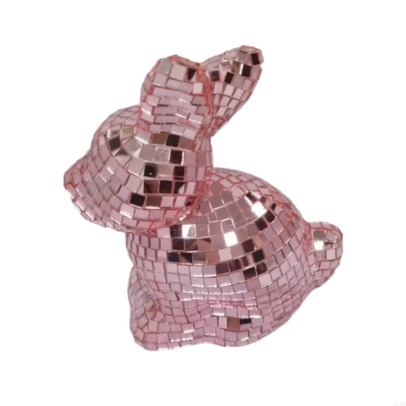 62KD Mirror Finished Disco Rabbit Sculpture Easter Home Decoration Animal Figurine