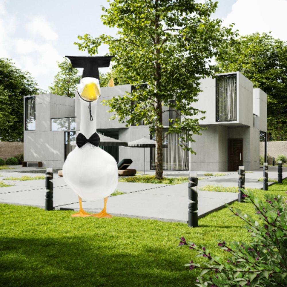 Костюм статуи гуся с кепкой и галстуком-бабочкой, милый домашний гусь, одежда для двора, украшение двора на открытом воздухе