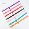 SLP PET GOODs Adjustable Dog Crystal Crystal Stone Bell Collar Rivets Faux Leather Neck Strap