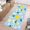 Cute Lemon Striped Runner Rug Blue Stripe Yellow Lemon Blossom Print Non Slip Long Floor Mat Fruit Style Home Carpet