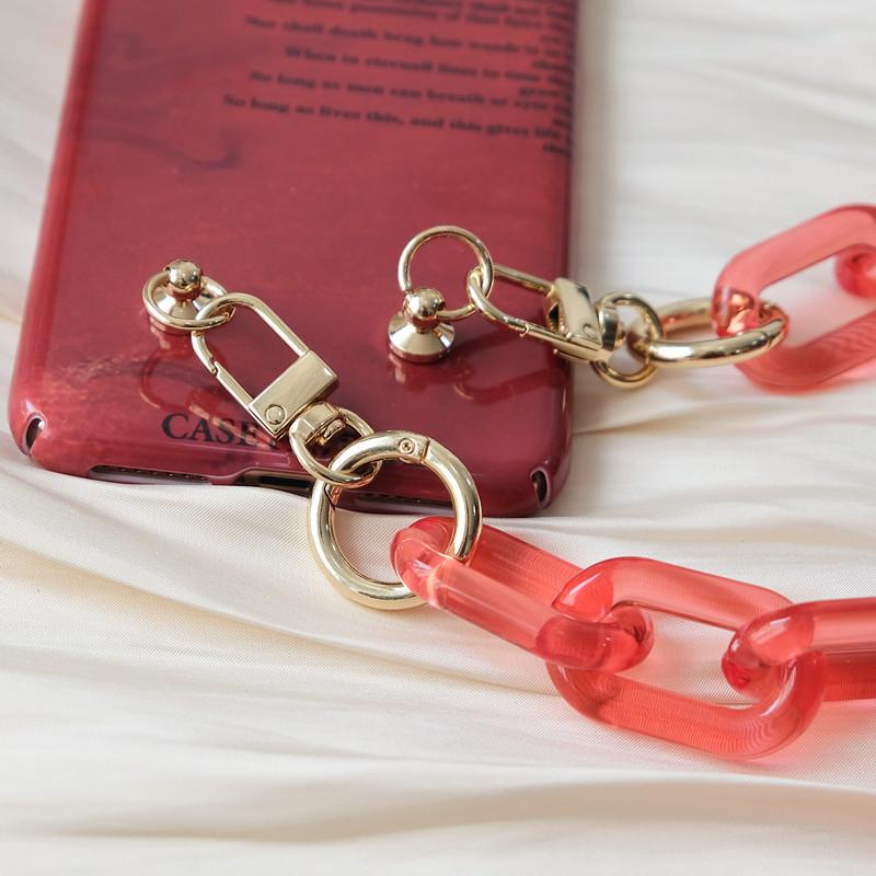 Новый аксессуар для телефона, цепочка со съемными деталями, матовая белая кожа через плечо из смолы, роскошный ремешок, чехол для телефона, цепочки, ярко-неоновая акриловая цепочка на плечо