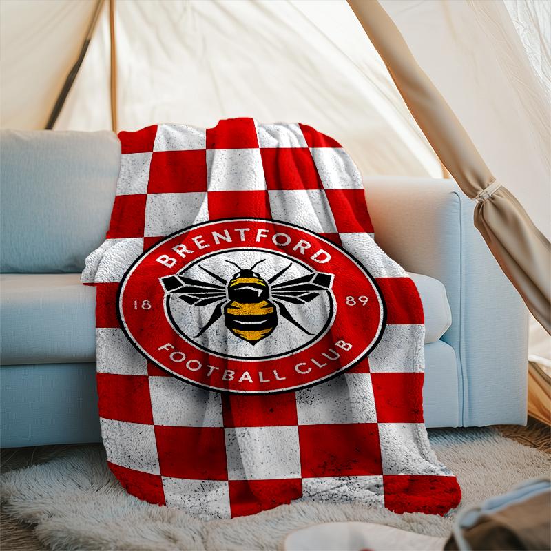 1PC Brentford Football Club Crest Printed Soft Flannel Blanket Throw for Adult Bedroom Living Room Sofa Camping Travel Fan gifts Christmas Gifts