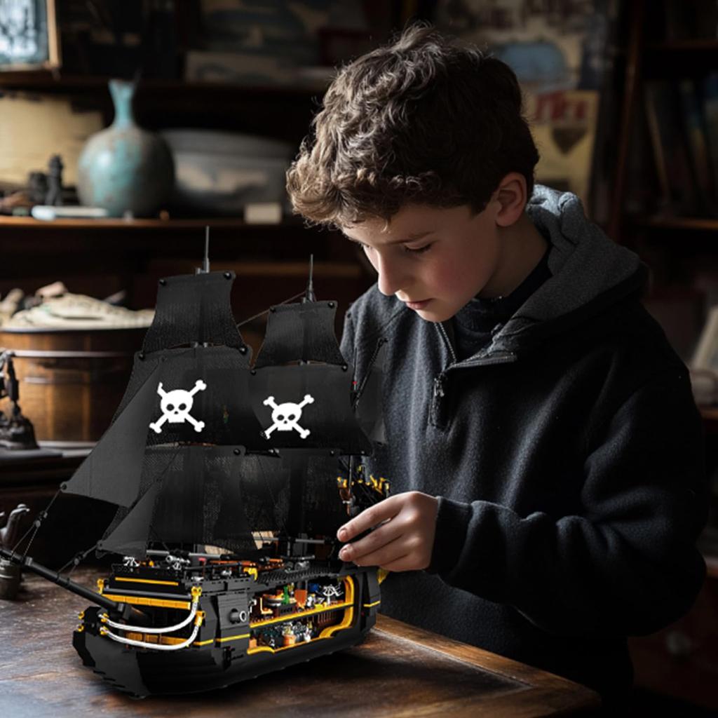 2900 шт. Темный Фантом Пиратский Корабль Строительные Блоки Классическая Модель Корабля-Призрака Набор Кирпичиков с Фигурками Детская DIY Образовательная Игрушка Подарки