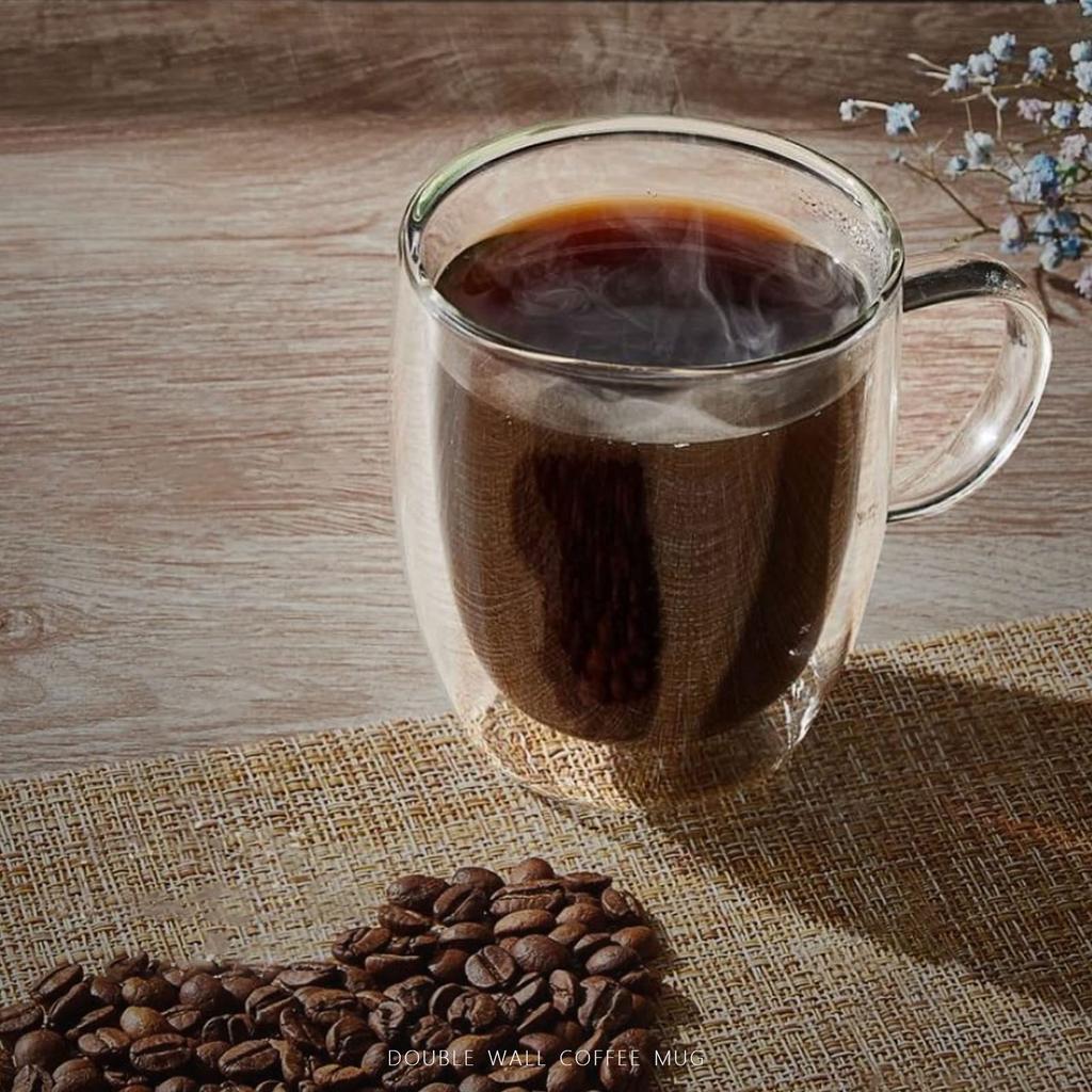 TeamSky TeamSky Набор из 4 стаканов с двойными стенками для горячего кофе, холодного чая и кухонных принадлежностей, 350 мл, 4, устойчивые,