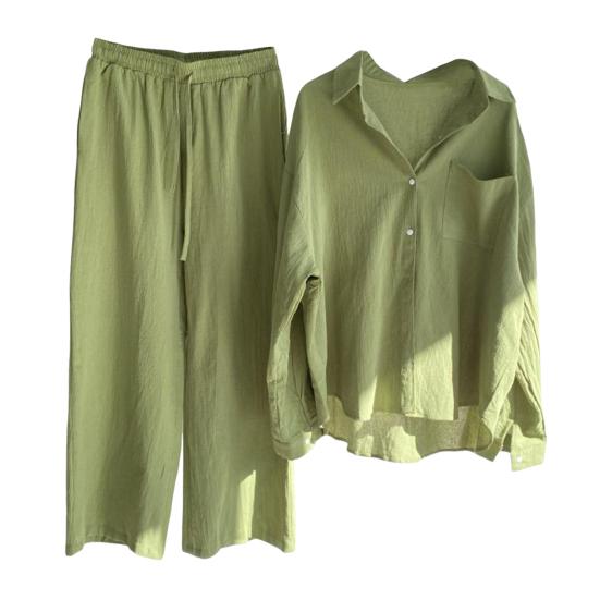 2 шт./компл., осень-весна, женская рубашка, брюки, комплект, блузка на пуговицах с длинными рукавами и лацканами, с нагрудным карманом, эластичные брюки на талии, спортивный брючный костюм для поездок на работу