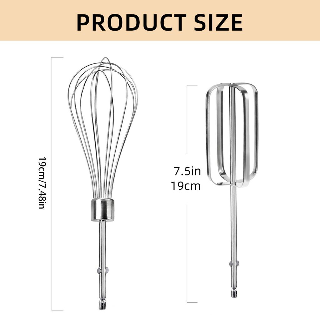 Pack of 3 Stainless Steel Beater Attachments Flour Mixing Whisk Handheld Mixer Accessories Perfect for Hand Mixer Baking
