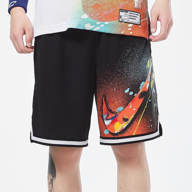 Nike Шорты для баскетбола Splash Ink Large Logo Print, свободные, мужские, черные, DJ5215-010