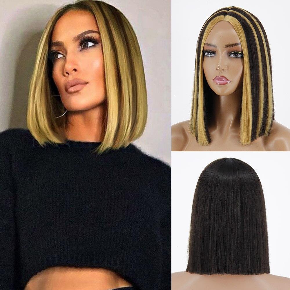 XINRAN Короткий прямой черный парик длиной до плеч для женщин, Хэллоуин, косплей, термостойкое синтетическое волокно, модные парики в стиле Лолиты