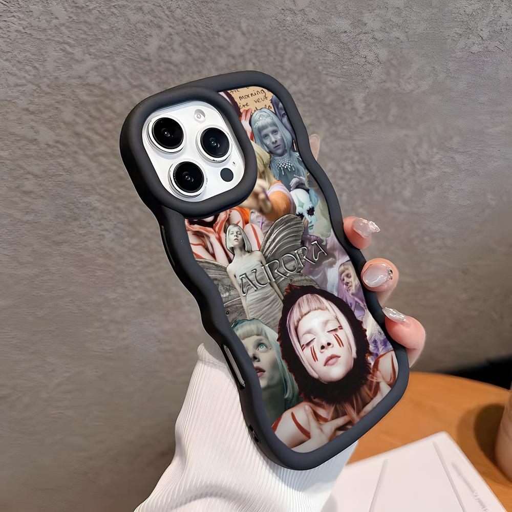 Чехол для мобильного телефона Aurora Aksnes с волнистым краем из ТПУ для iPhone 17 16 15 14 13 12 11 Air Pro Max Plus Цветная крышка