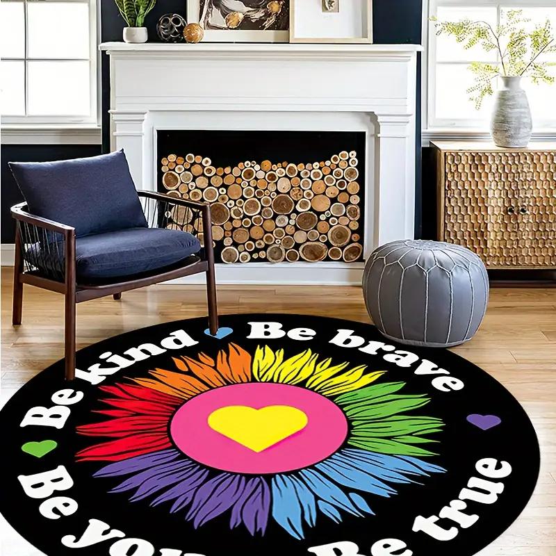 Rainbow Color Flower Carpet For Home Decoration, Non-Slip And Stain-Resistant Floor Mat For Living Room And Bedroom