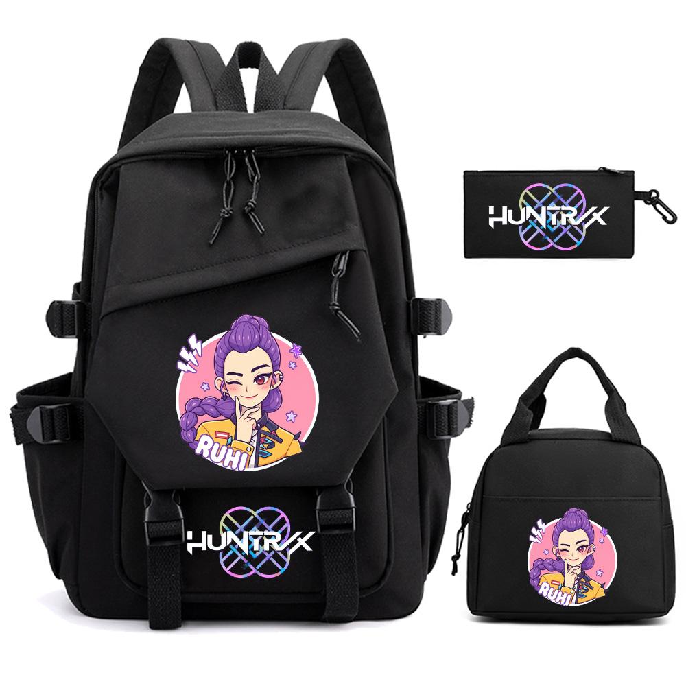 3 шт./комплект K-pop Охотники на демонов Рюкзак с принтом для подростка Мальчика Девочки Большая вместимость Школьная сумка Детская Студенческая Сумка для книг Женская Водонепроницаемая Дорожная сумка