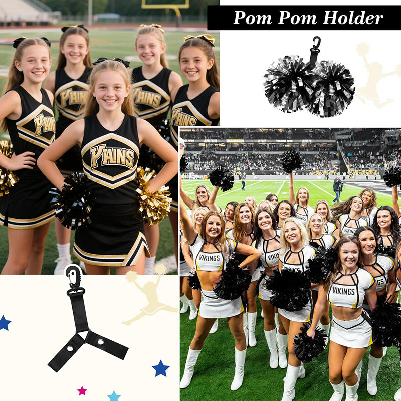 Cheerleading Pompom Holder Cheer Bag Organizer With Snapbutton Durable Hanger For Multiple Poms, Cheer Gear Accessory Girls