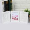 European Style Solid Wood Triple Photo Frame with Baby Hand & Footprint Ink Pad Souvenir