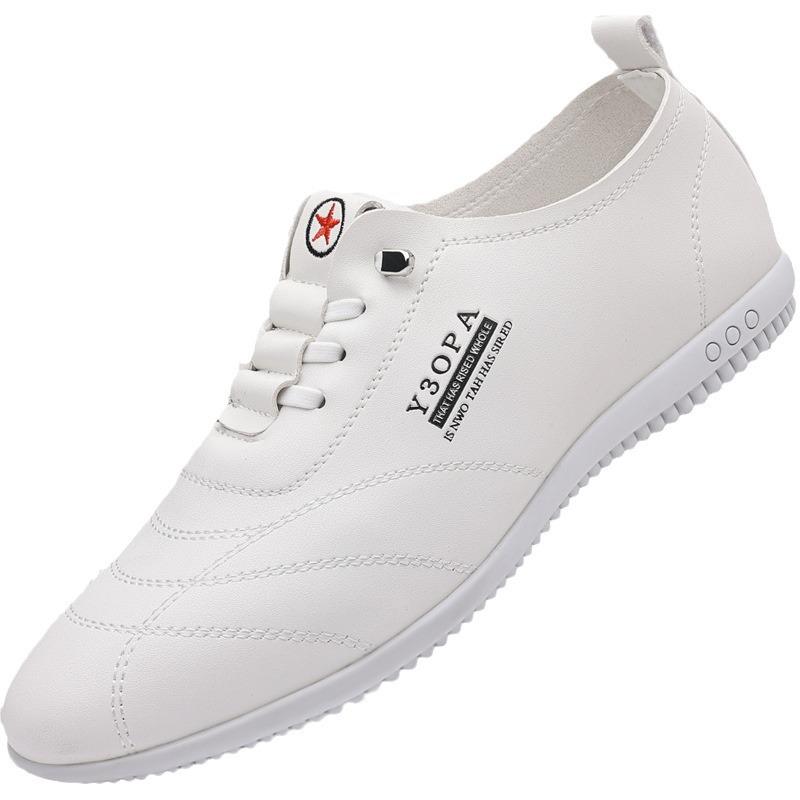 Мужские летние кожаные повседневные кожаные туфли дышащие тонкие белые туфли нескользящая мягкая подошва туфли с одной педалью