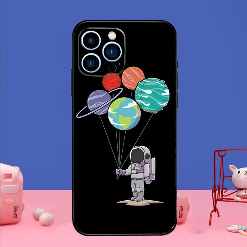 Astronaut Stars Space Planets Phone Case For iPhone 17 16 14 13 12 11 15 Pro Max mini 15 16 Plus 16e 17 Air Bumper Cover