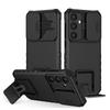KEYSION Shockproof Case for Samsung S25 Ultra 5G S25+ Plus Slide Camera Lens Protection Live Stand Phone Cover for Galaxy S24 FE 5G