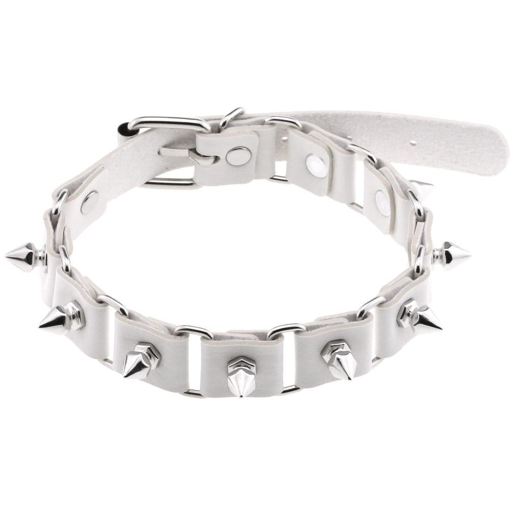 DIEZI Harajuku White PU Leather Torques Choker Necklace For Women Men Vintage Gothic Hip Hope Adjusted Collar Necklace Jewelry