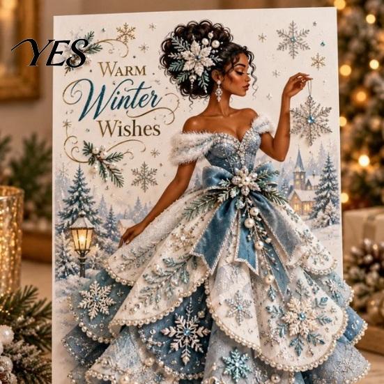Elegant Angel Ornament Card 3D Christmas Greeting with Fabric Dress, Pop Up Holiday Unique Xmas Card, Merry Gift Keepsake for Family Friends Detailed