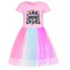 5573 Kids Girls Roblox Printed Mesh Rainbow Cotton Dress