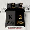 3 шт. комплект постельного белья размера king и queen с принтом, модный, черный и серый, 1 пододеяльник + 2 наволочки, для домашней спальни