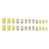 24 Pieces Simple Yellow with Gentle and Cute Sweet Flowers  Style Short Styles, Small Fresh Fake Nails, Wearing Armor
