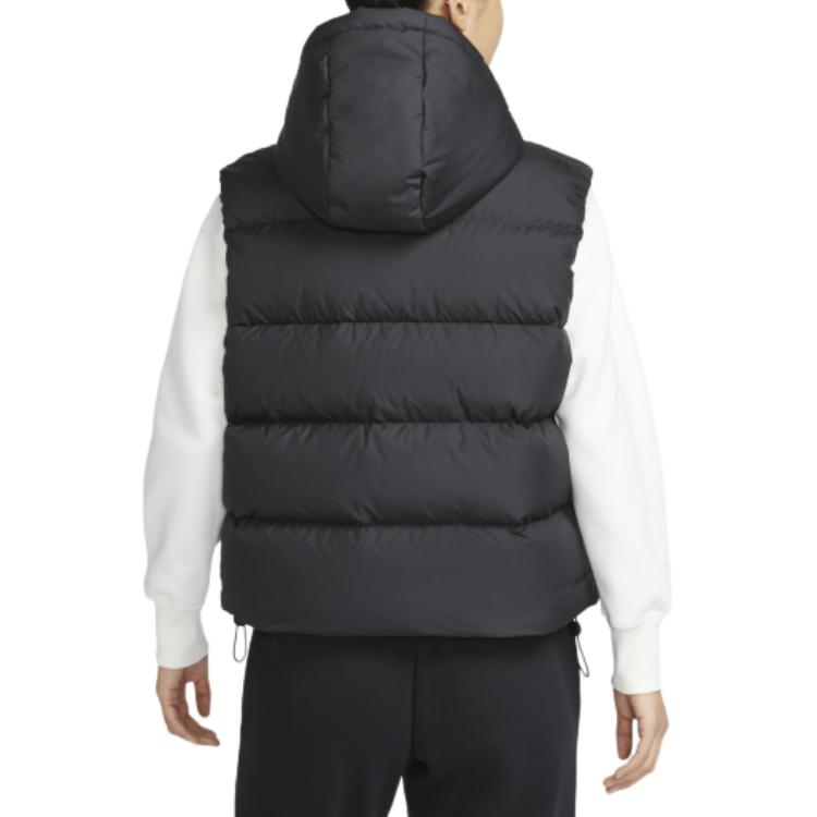 Nike Спортивная одежда Metrotherma-Fit Puffer Logo Hooded Warm Comfortable No Sleeveless Down Jacket Women жилет Black White FZ5933-010