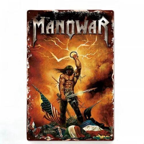 Manowar Metal Tin Sign Heavy Metal Man Cave Art Vintage Style Decor