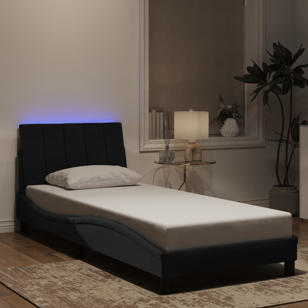 Vidaxl Rama Łóżka Z Oświetleniem Led, Czarna, 90X190 Cm, Aksamitna