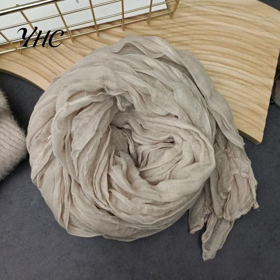 Winter Scarf Accessory Women Solid Color Pleated Long Retro Autumn Warm Soft Vintage Inspired