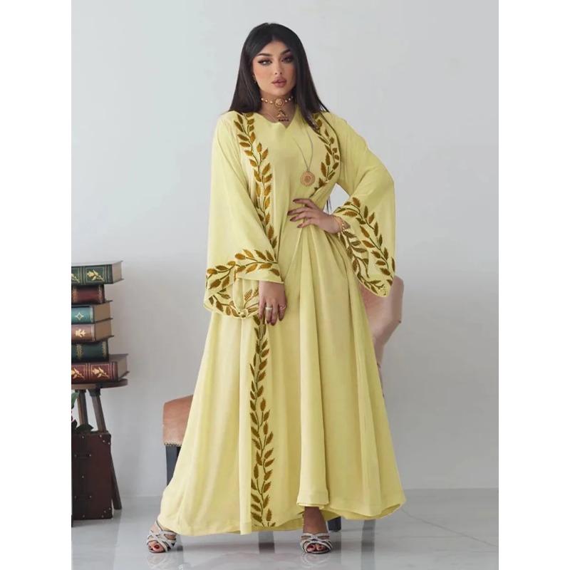 Ид мусульманское Абая для женщин платье с вышивкой и шарфом платье Дубай арабский длинный халат Марокко Абая кафтан головной платок великолепный