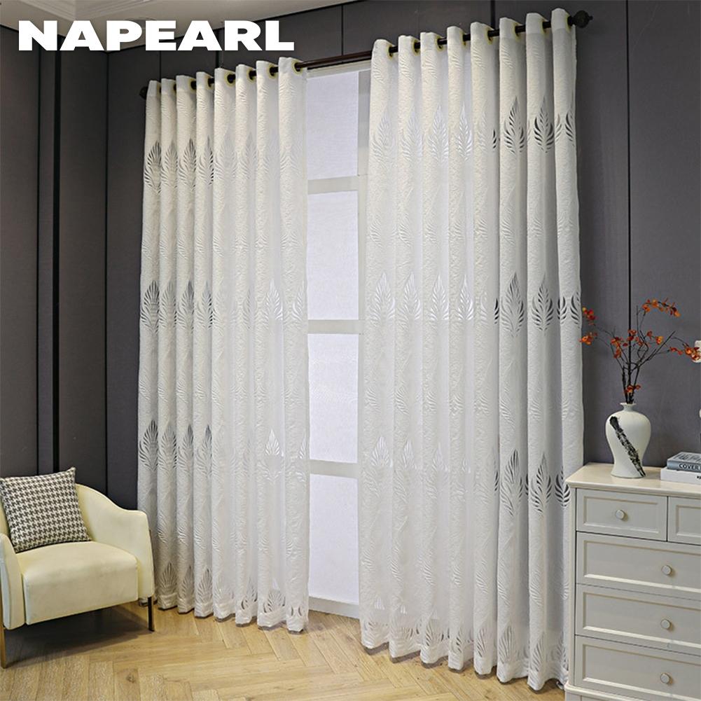 1 шт. NAPEARL простой и универсальный европейский стиль белый тюль занавеска на окно прозрачная для гостиной спальни домашний декор