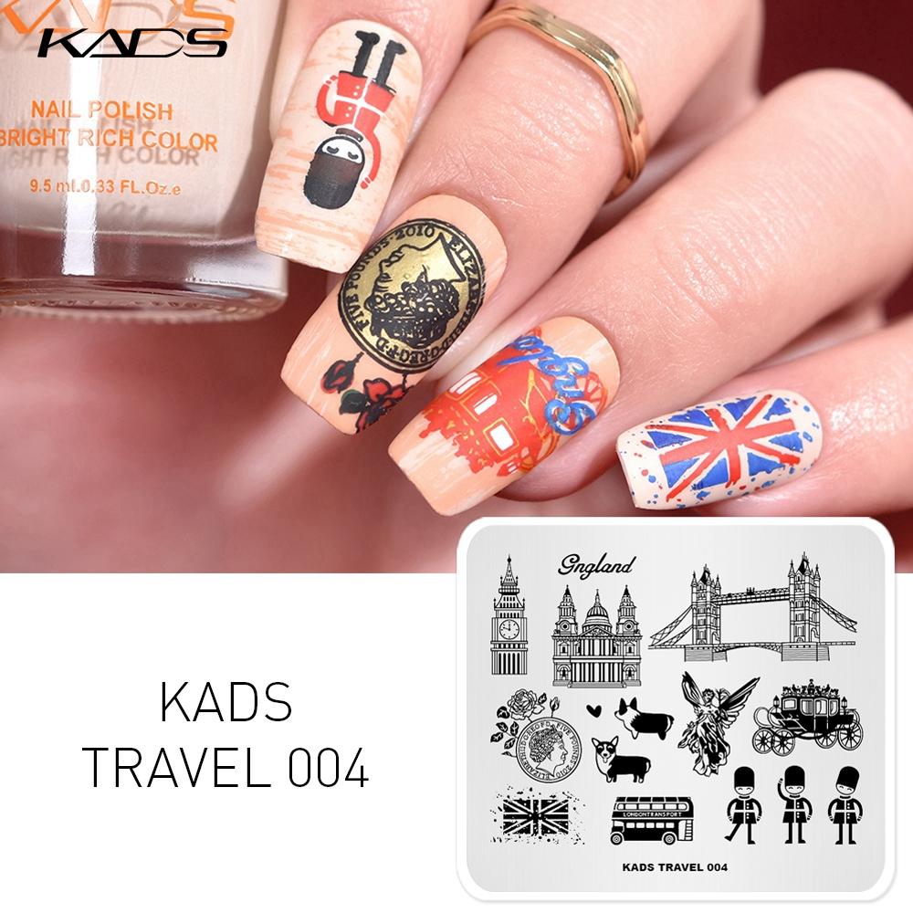 kads Путешествие 004, Англия, ориентир, солдат, милая коротконогая собачья карета, шаблоны для дизайна ногтей, DIY изображение, пластина для штамповки ногтей